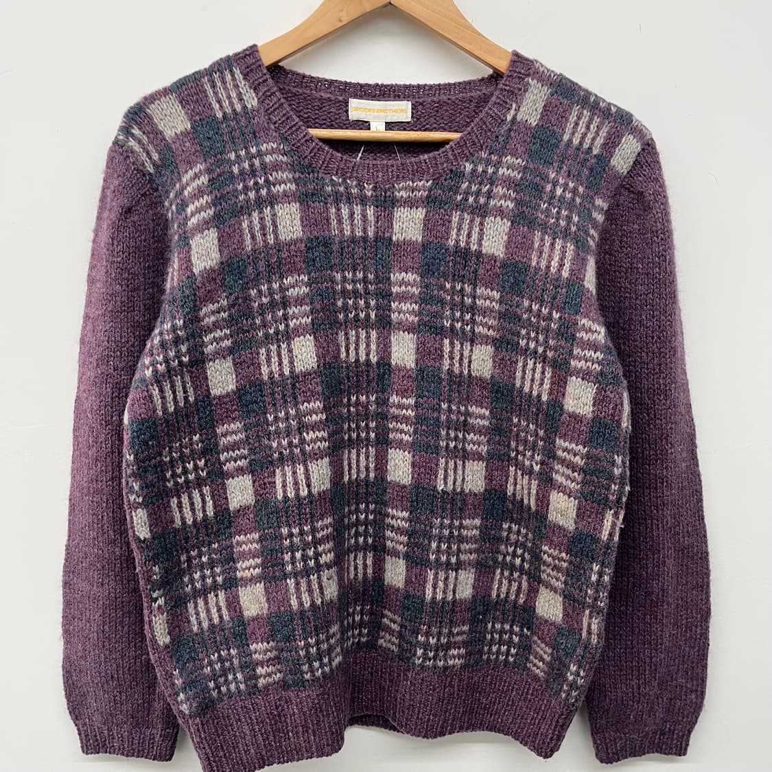 브룩스브라더스 체크 패턴 니트 여L 상품이미지2