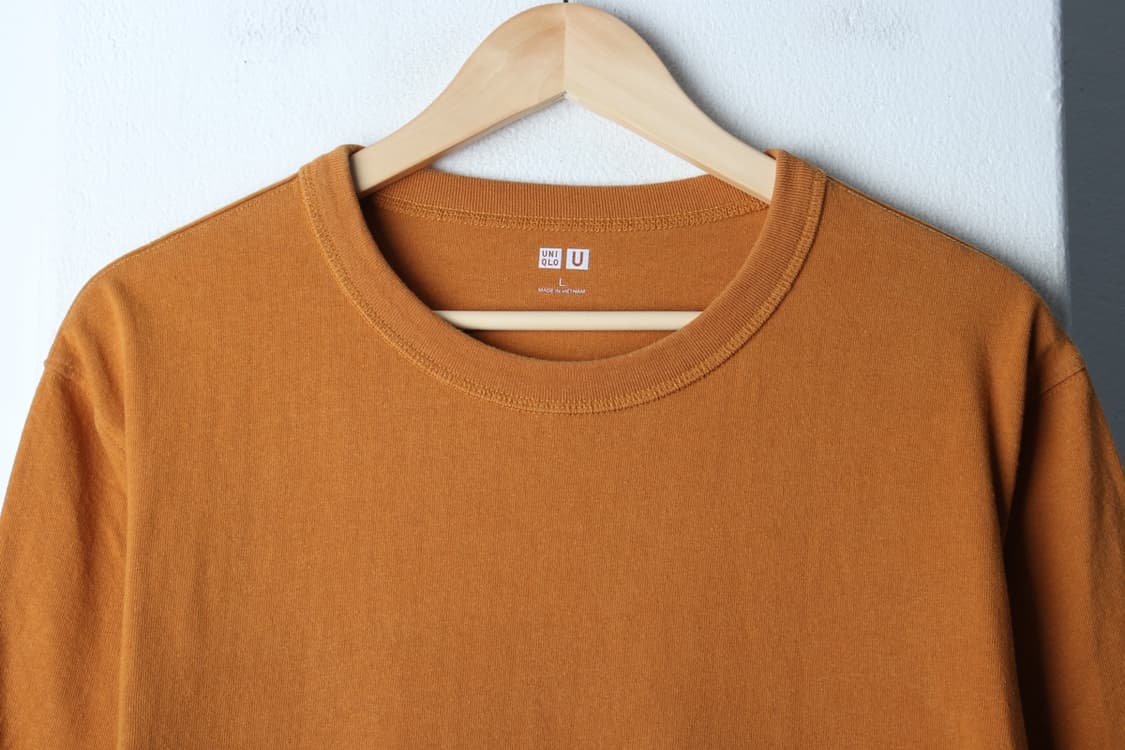 (L-XL) 유니클로 반팔 티셔츠 U라인 무지 브라운 카멜-H32932 상품이미지3