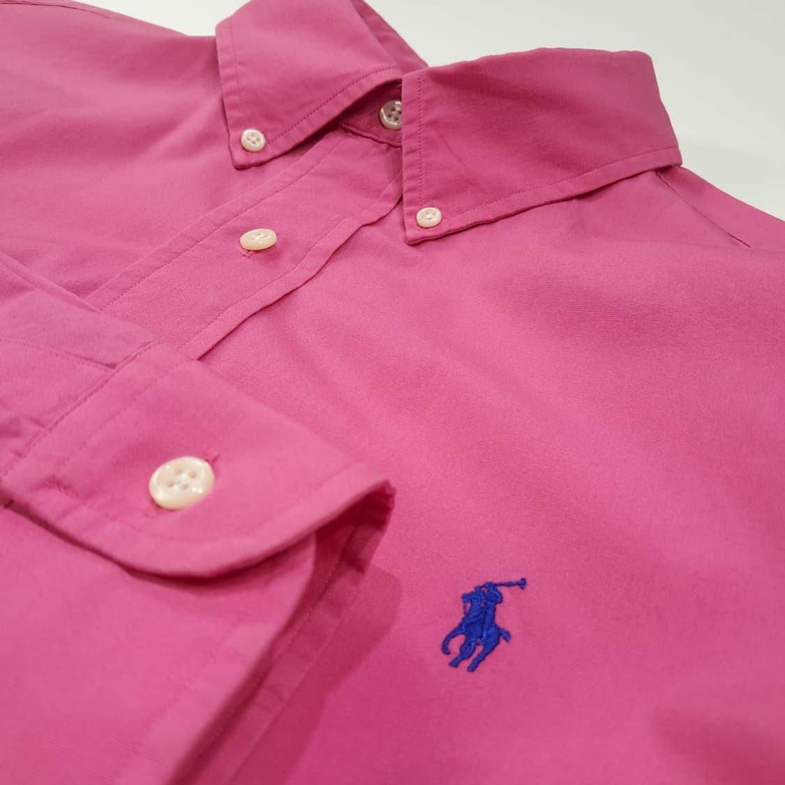 CL367 L 폴로 90s 코튼 블루포니 핑크 셔츠 남방 상품이미지4