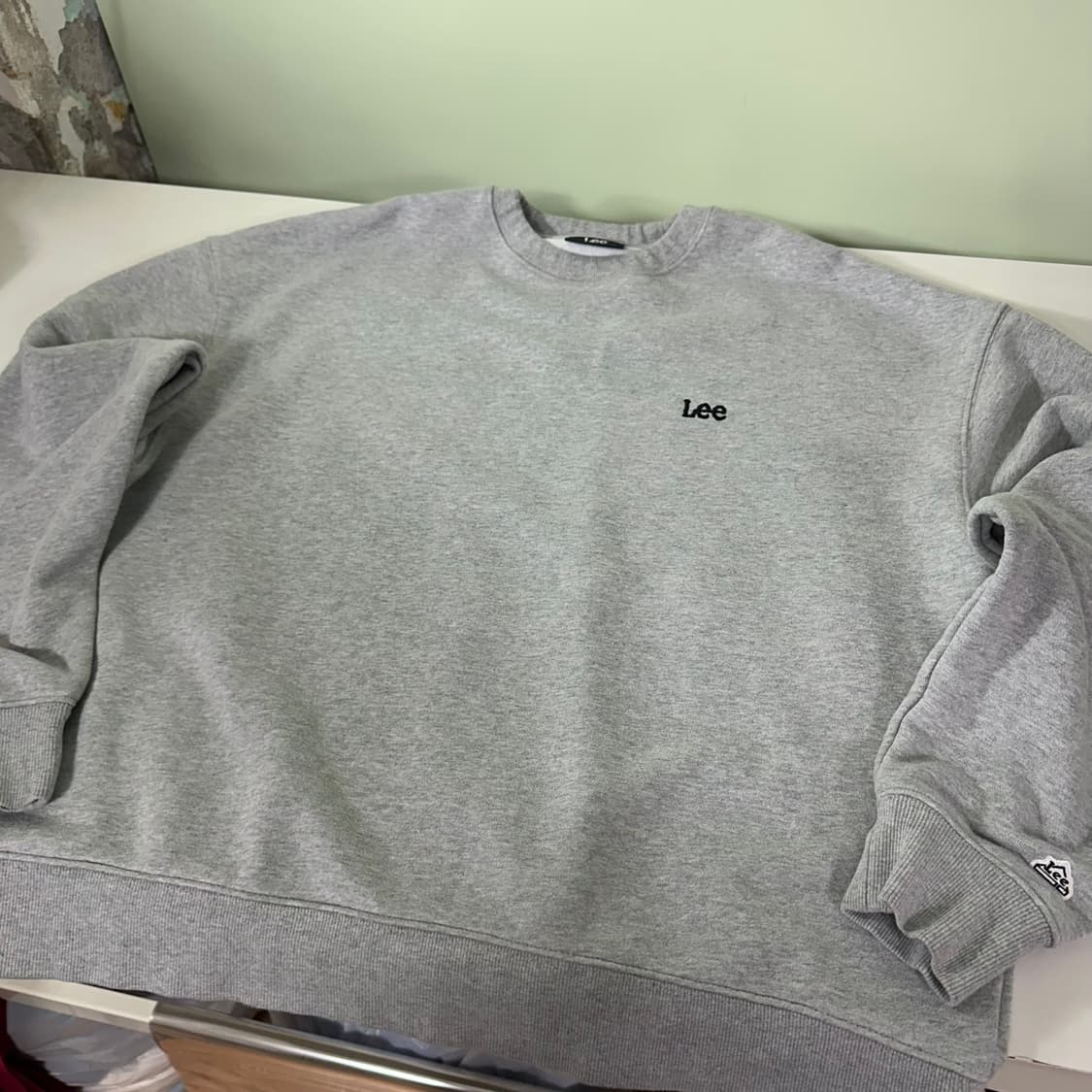 XL 리 LEE 그레이 기본로고 오버핏 크루넥 스웻셔츠 맨투맨 상품이미지3