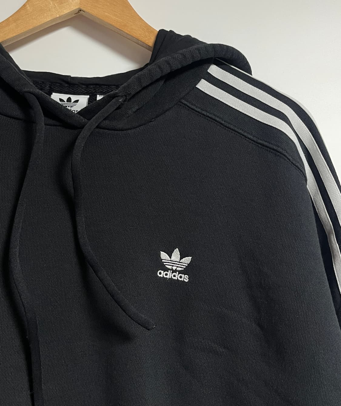 아디다스 오버핏 크롭 삼선 후드티셔츠 후드티 S 상품이미지4