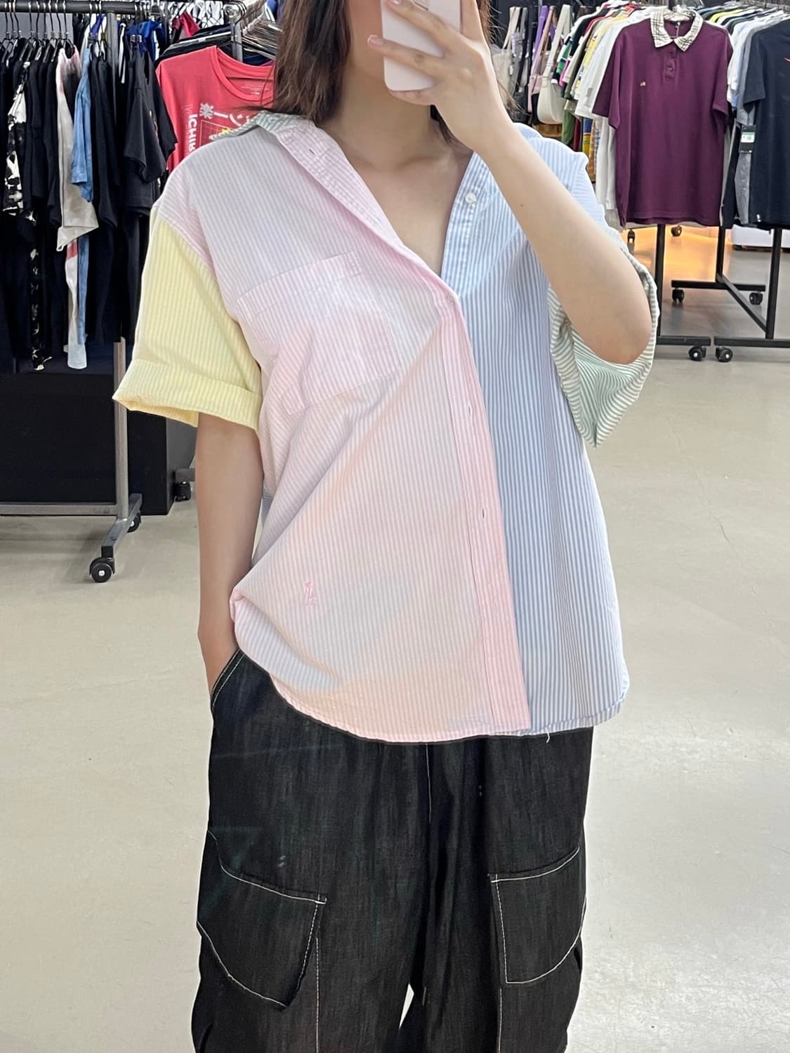 예일 멀티 컬러 반팔 셔츠 상품이미지1