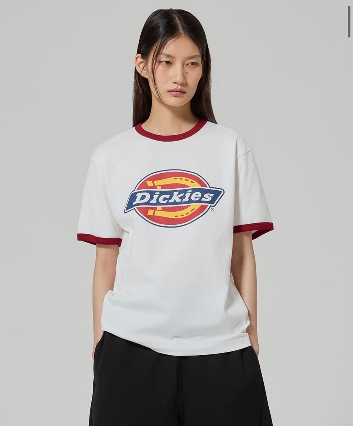 디키즈 반팔티 화이트/버건디 (새상품) 상품이미지3