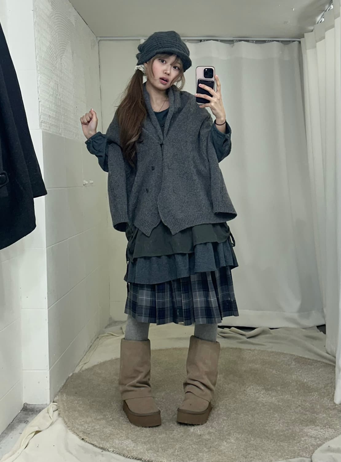 무채색 니혼진 리본 코트 도트 코디세트 상품이미지3