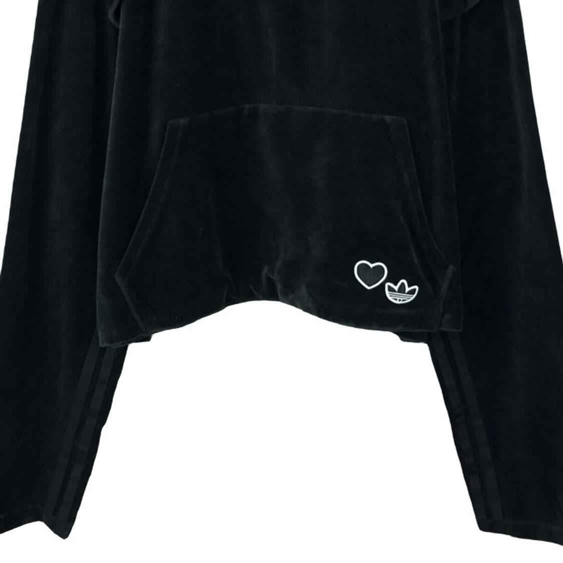 [아디다스] 오버사이즈 크롭 벨벳 후드티 블랙 M17739 상품이미지5