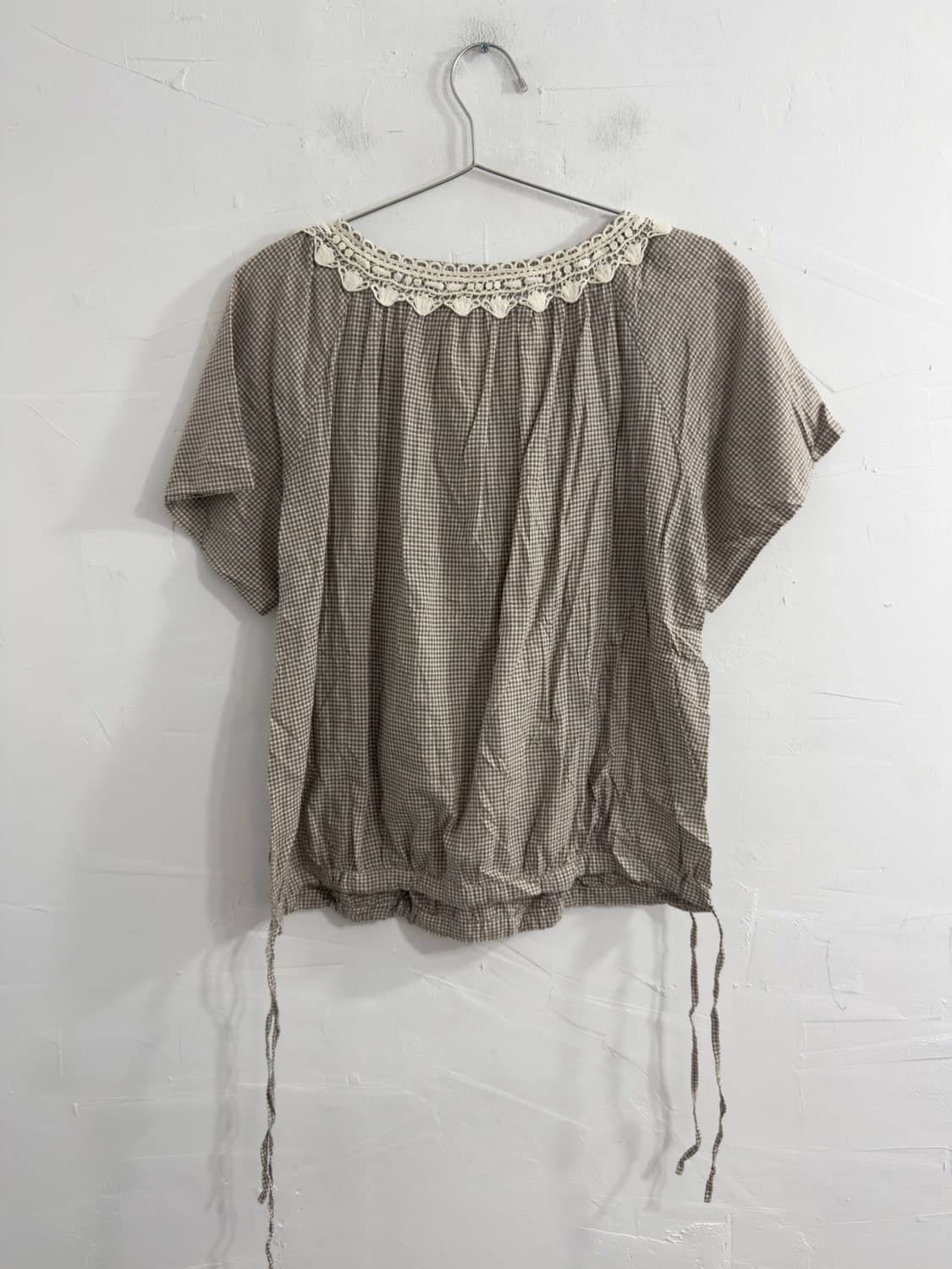 brown check blouse 상품이미지3