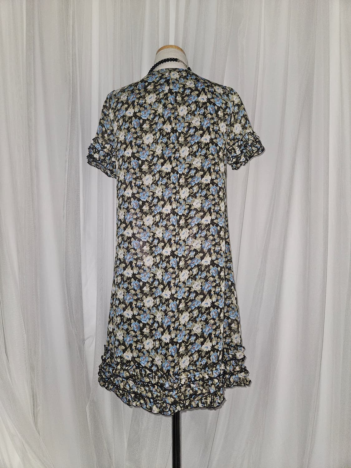 grove 빈티지그린 하늘꽃 러플 미니원피스 상품이미지3