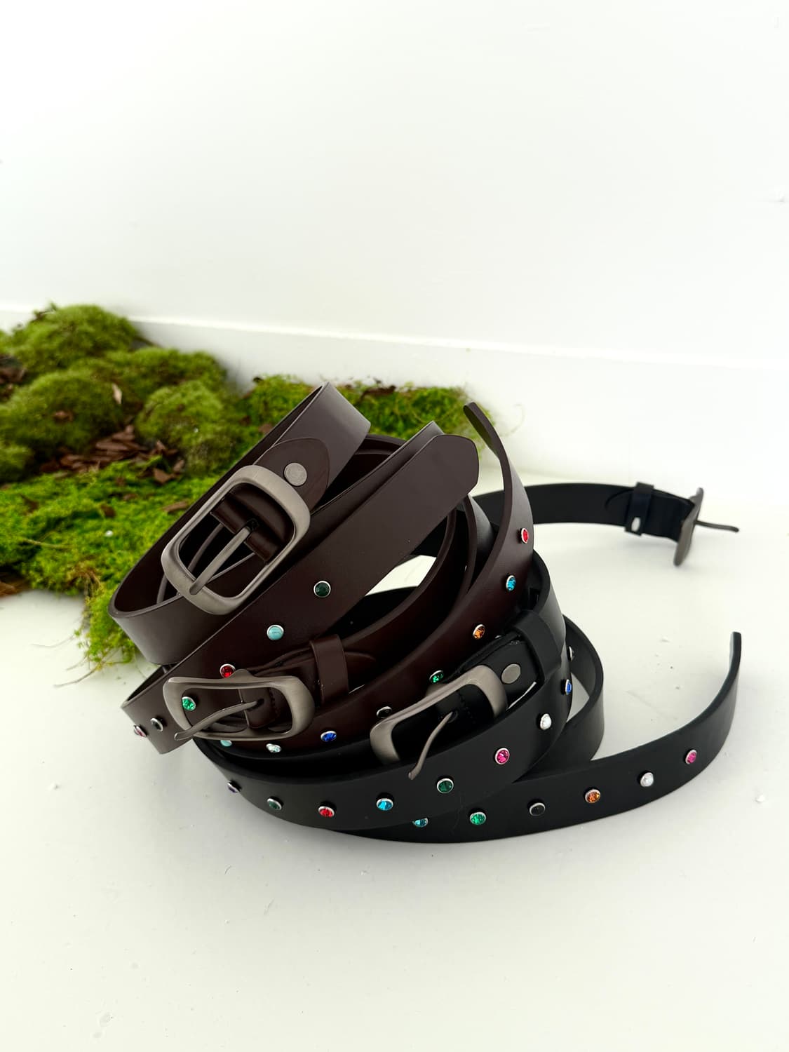 큐빅 웨스턴 벨트 black or brown 상품이미지1