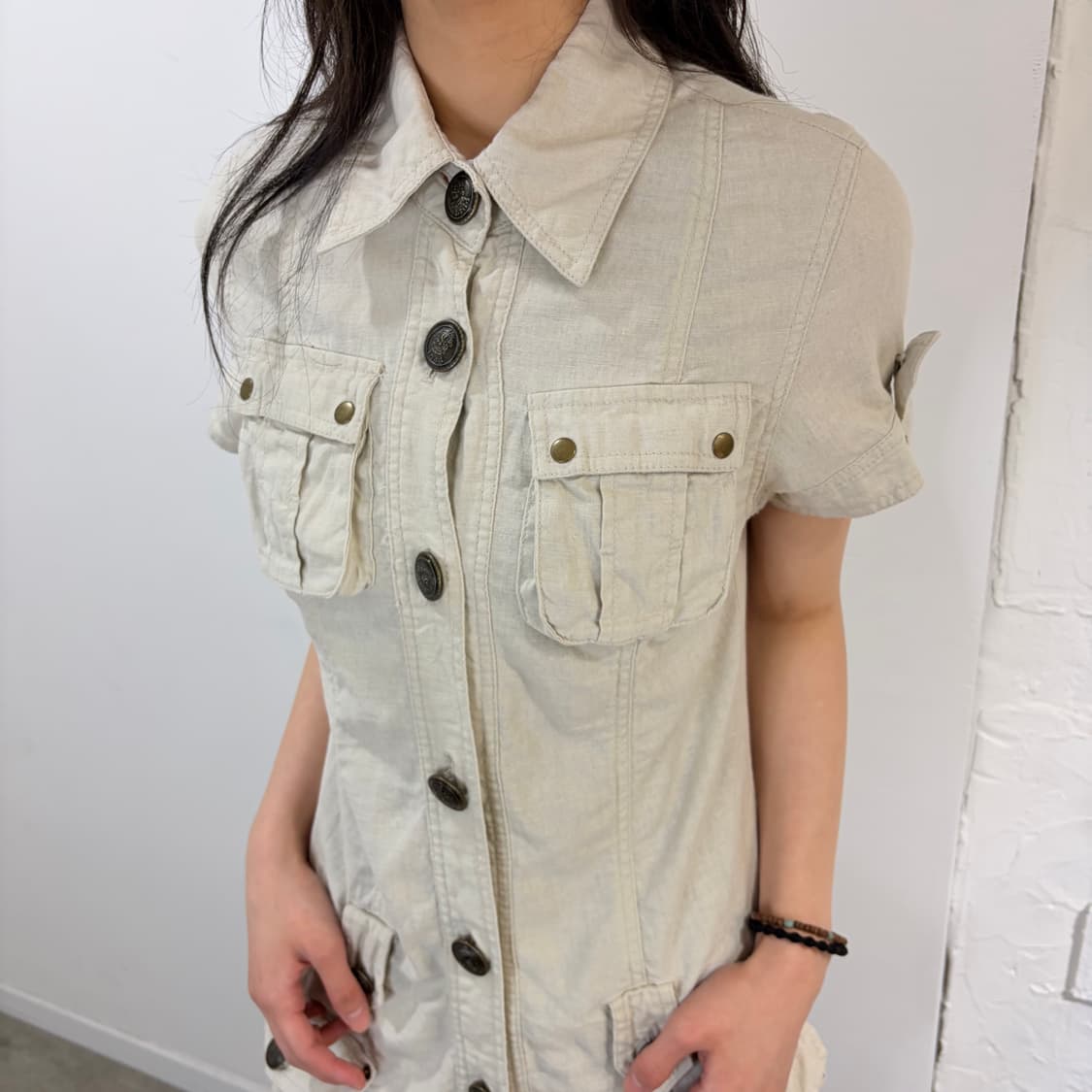 GLEEFUL y2k 린넨 반팔 카고 원피스 상품이미지3