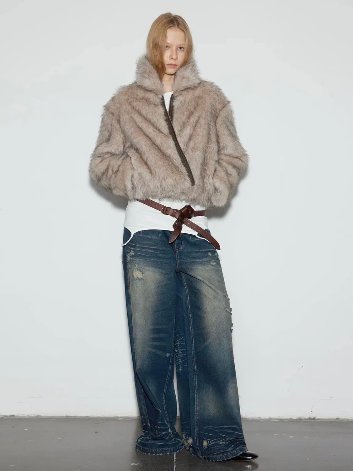 BOLD italic 에코 퍼 코트 상품이미지1