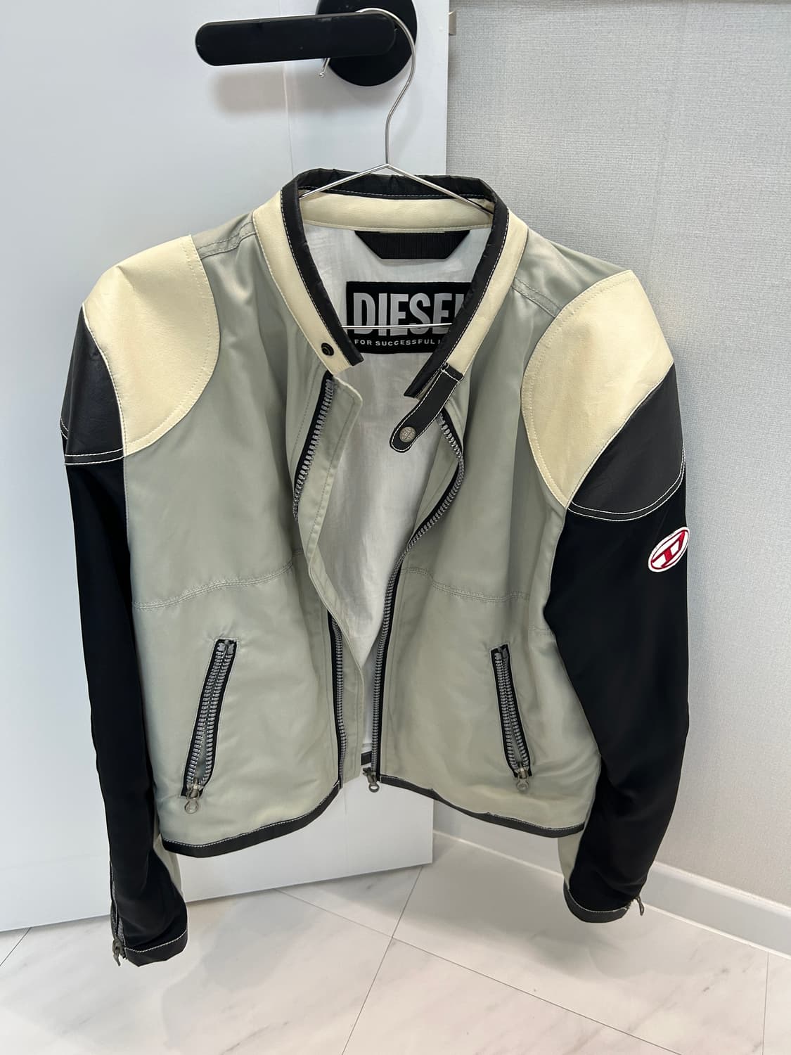 디젤 J-크리에이터 컬러블록 나일론 바이커 자켓 블랙 그레이 48 상품이미지7