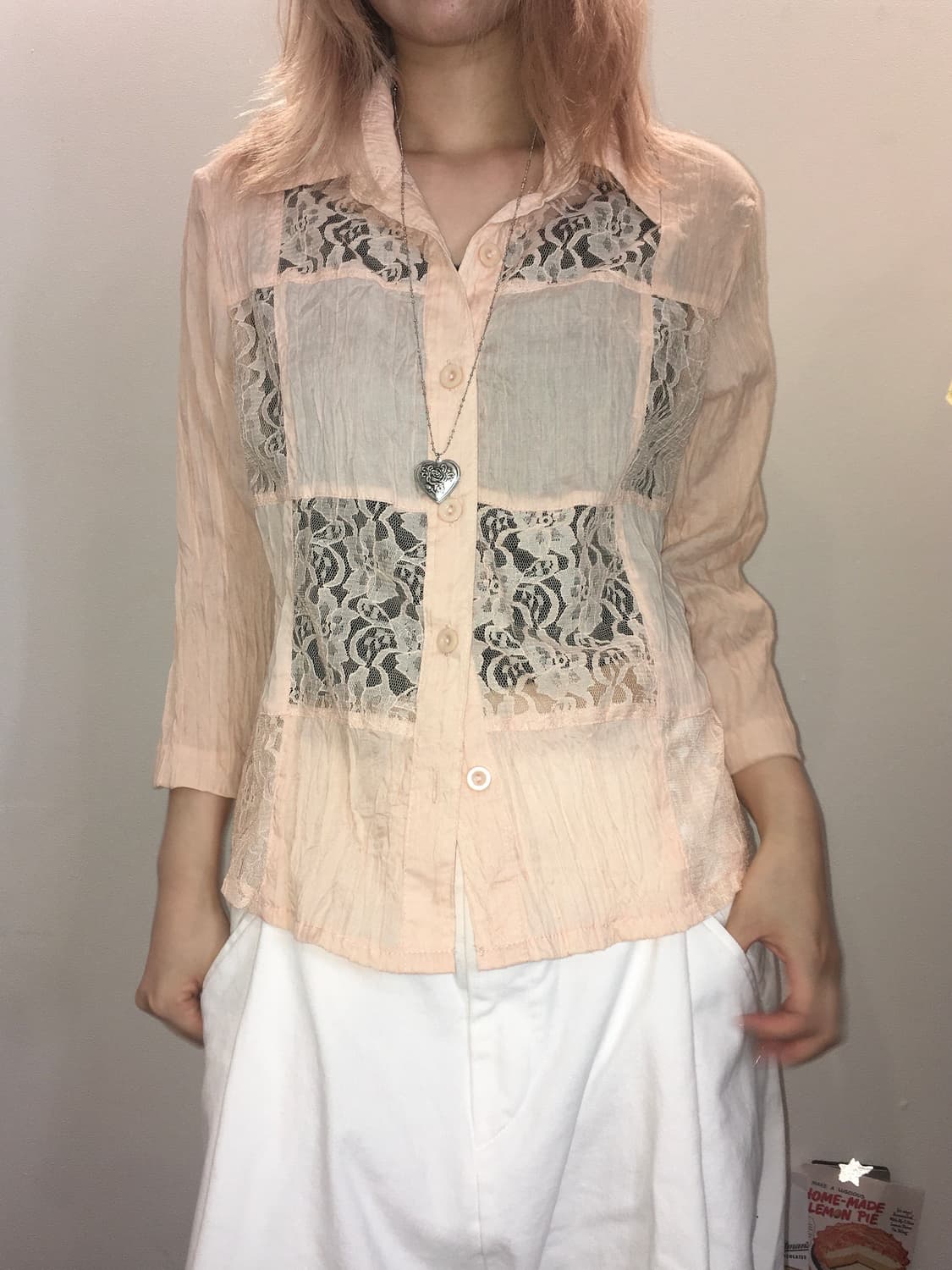 jpn vintage 코랄 레이스 자켓 상품이미지1