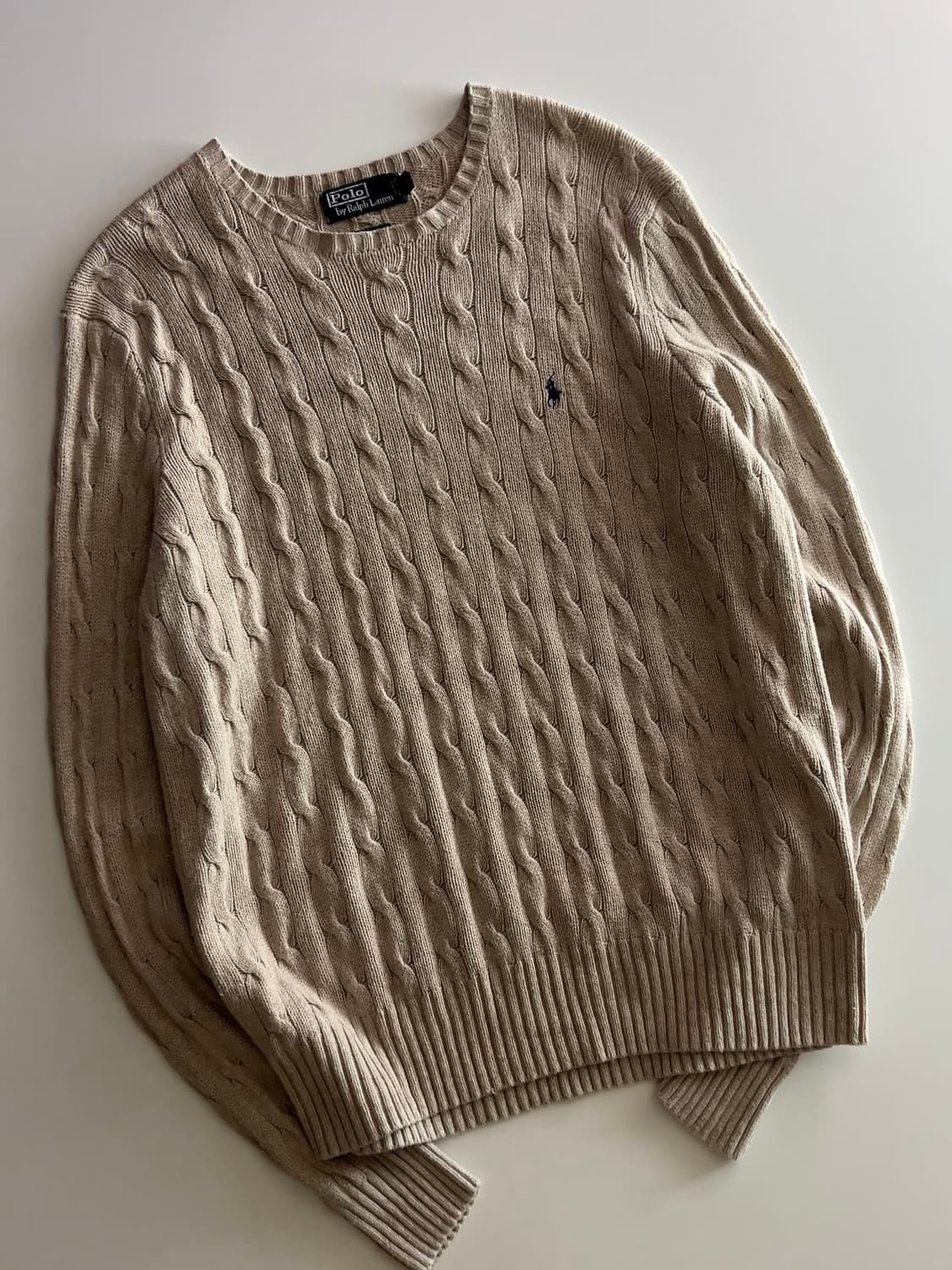 폴로 랄프로렌 베이지 실크 케이블 니트 M 상품이미지2