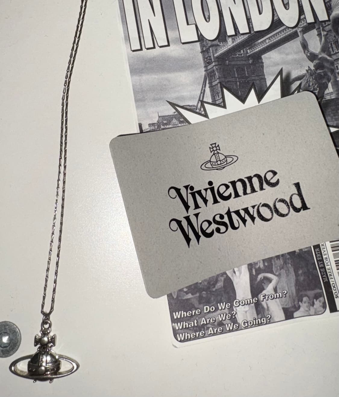 비비안웨스트우드 바스 릴리프 실버 목걸이 정품 상품이미지3