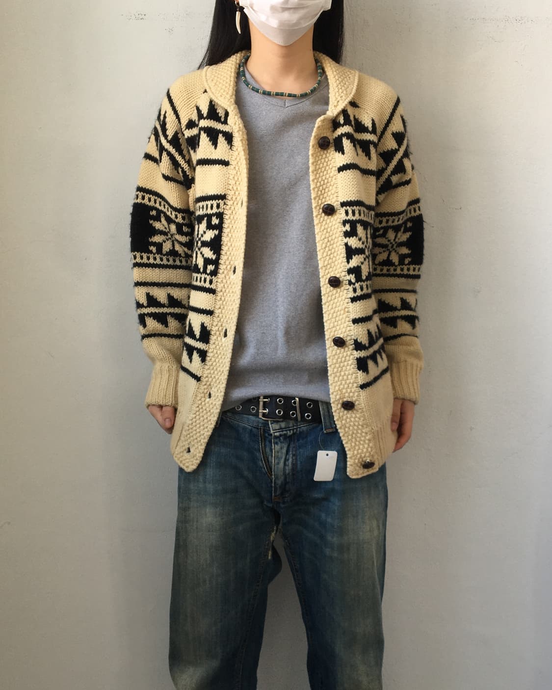 Snow pattern knit cardigan 상품이미지3
