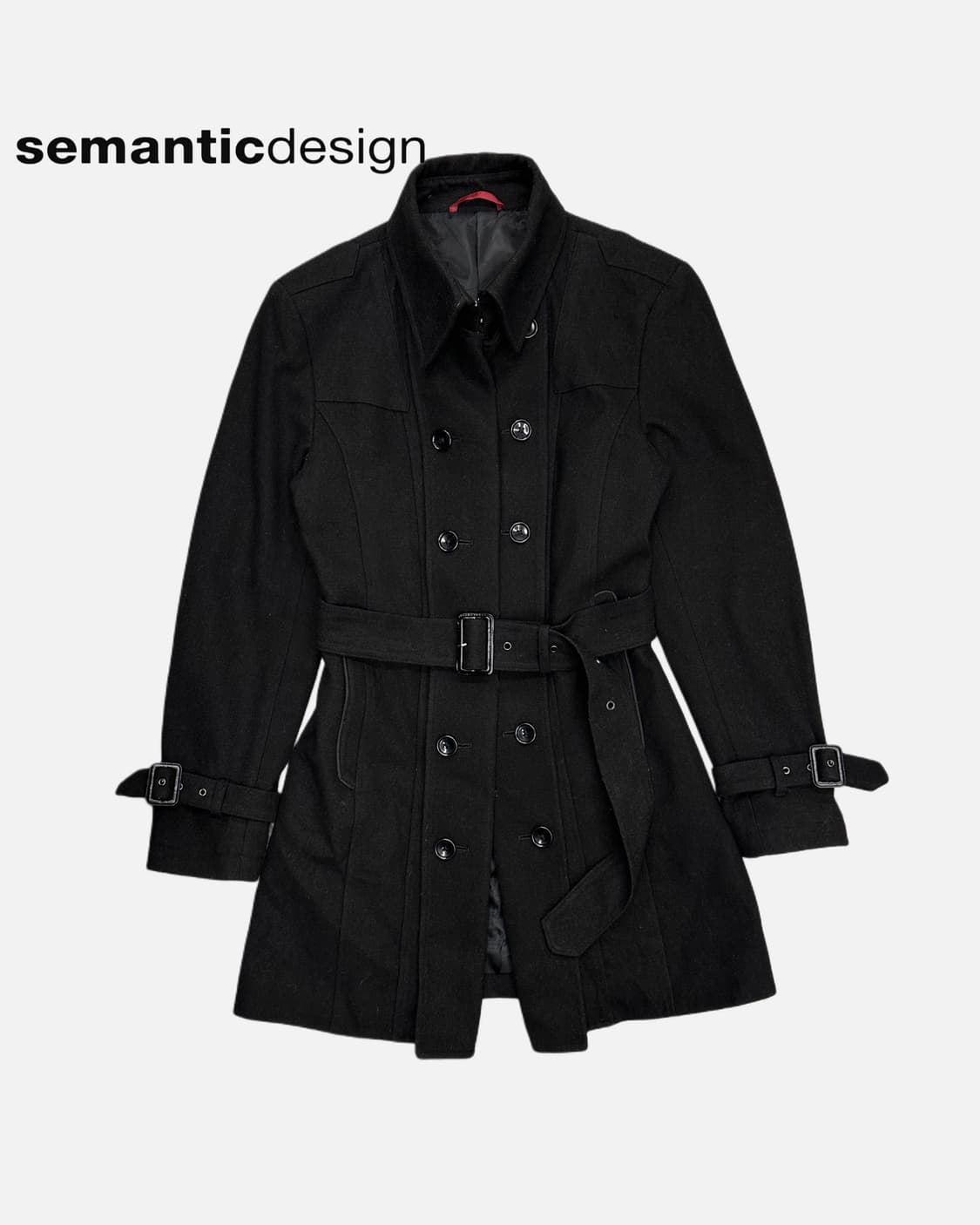 SEMANTIC DESIGN black wool belted coat 상품이미지1