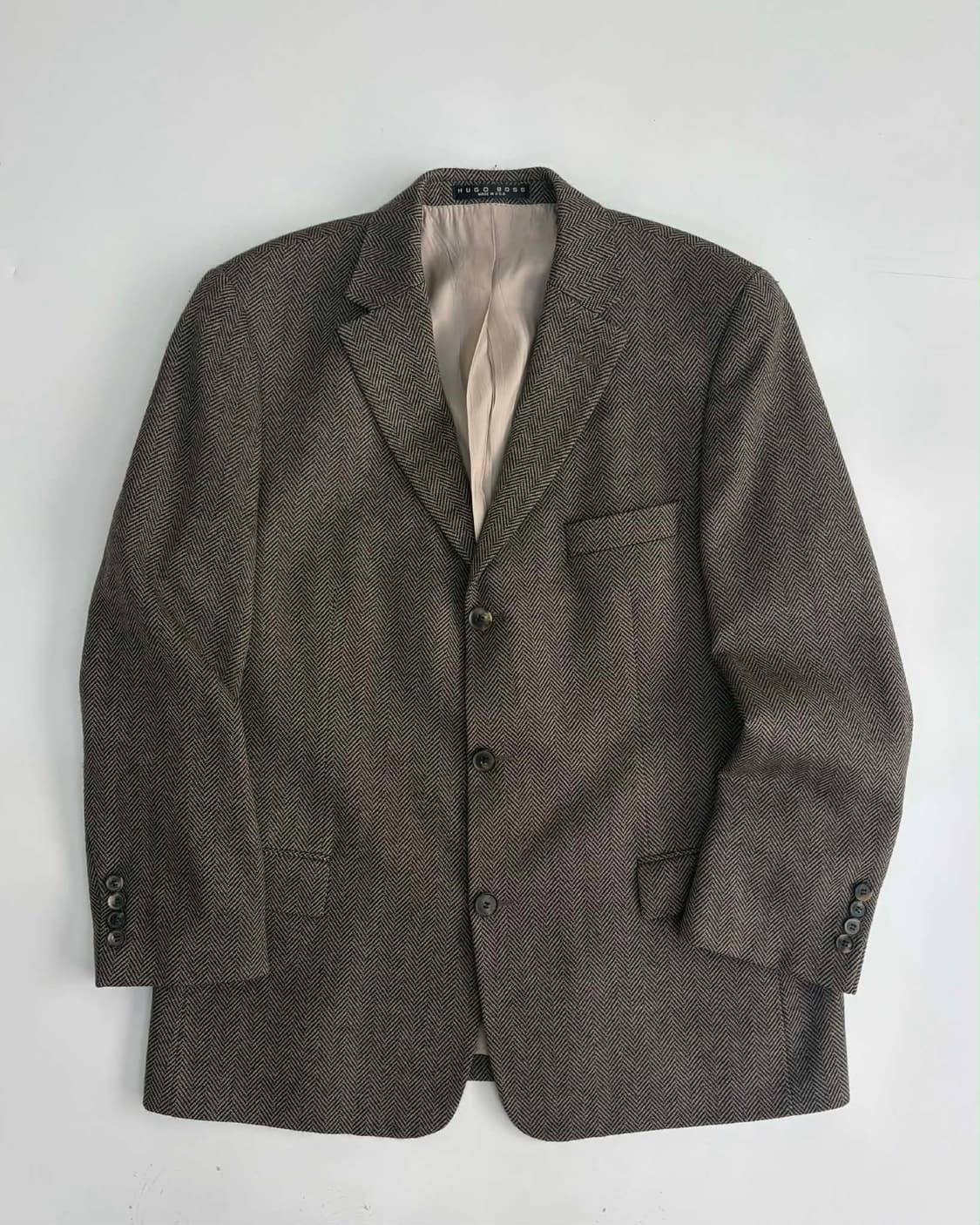 [M] 휴고 보스 90s 미제 헤링본 울 블레이져 자켓 상품이미지1