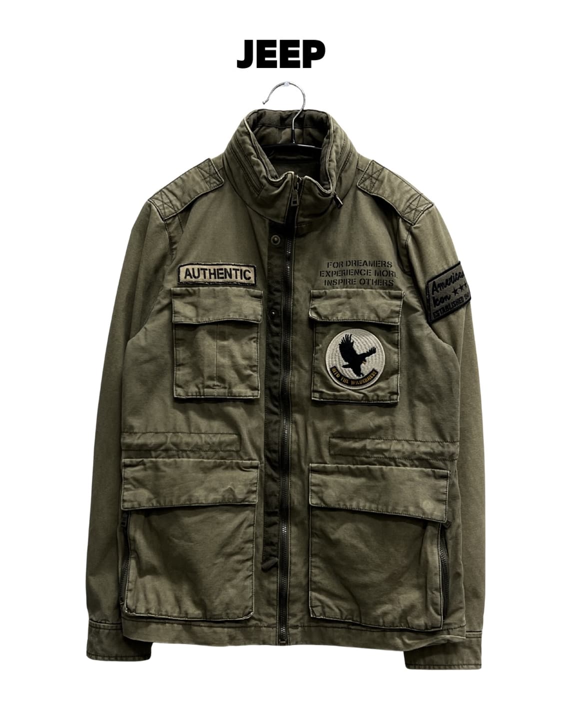 지프 올드스쿨 패치로고 사파리 헌팅 자켓 카키 상품이미지1