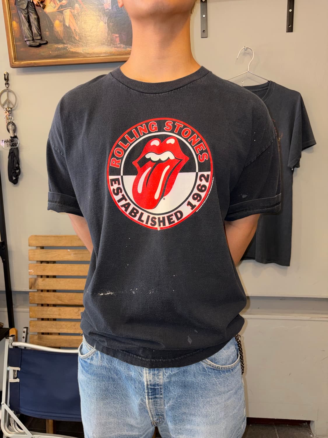 00‘s Rolling Stones tongue hard faded T 상품이미지3