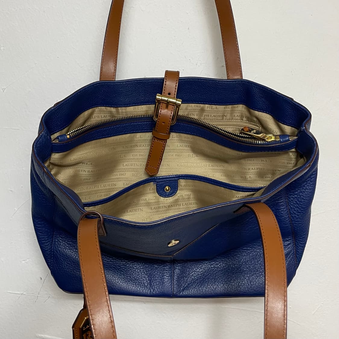 폴로 랄프로렌 소가죽 블루 토트백   상품이미지5