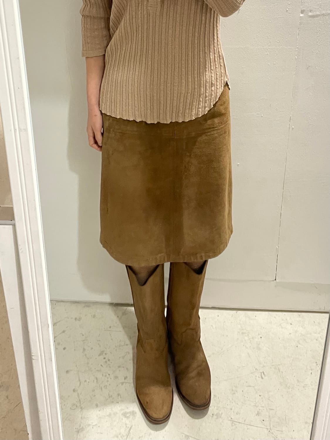 VTG leather skirt  상품이미지3