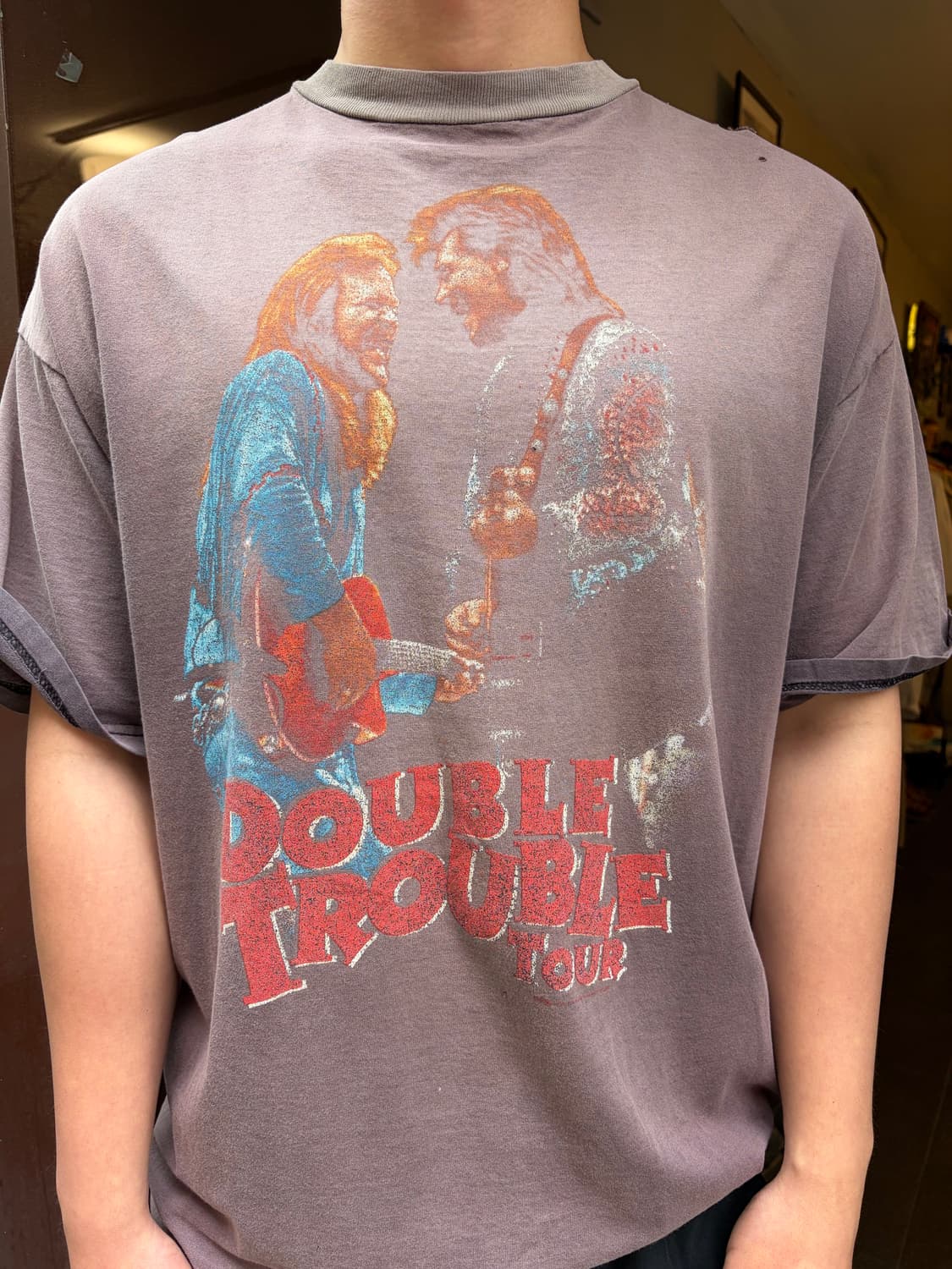 90‘s Double Trouble tour hard faded T-sh 상품이미지5