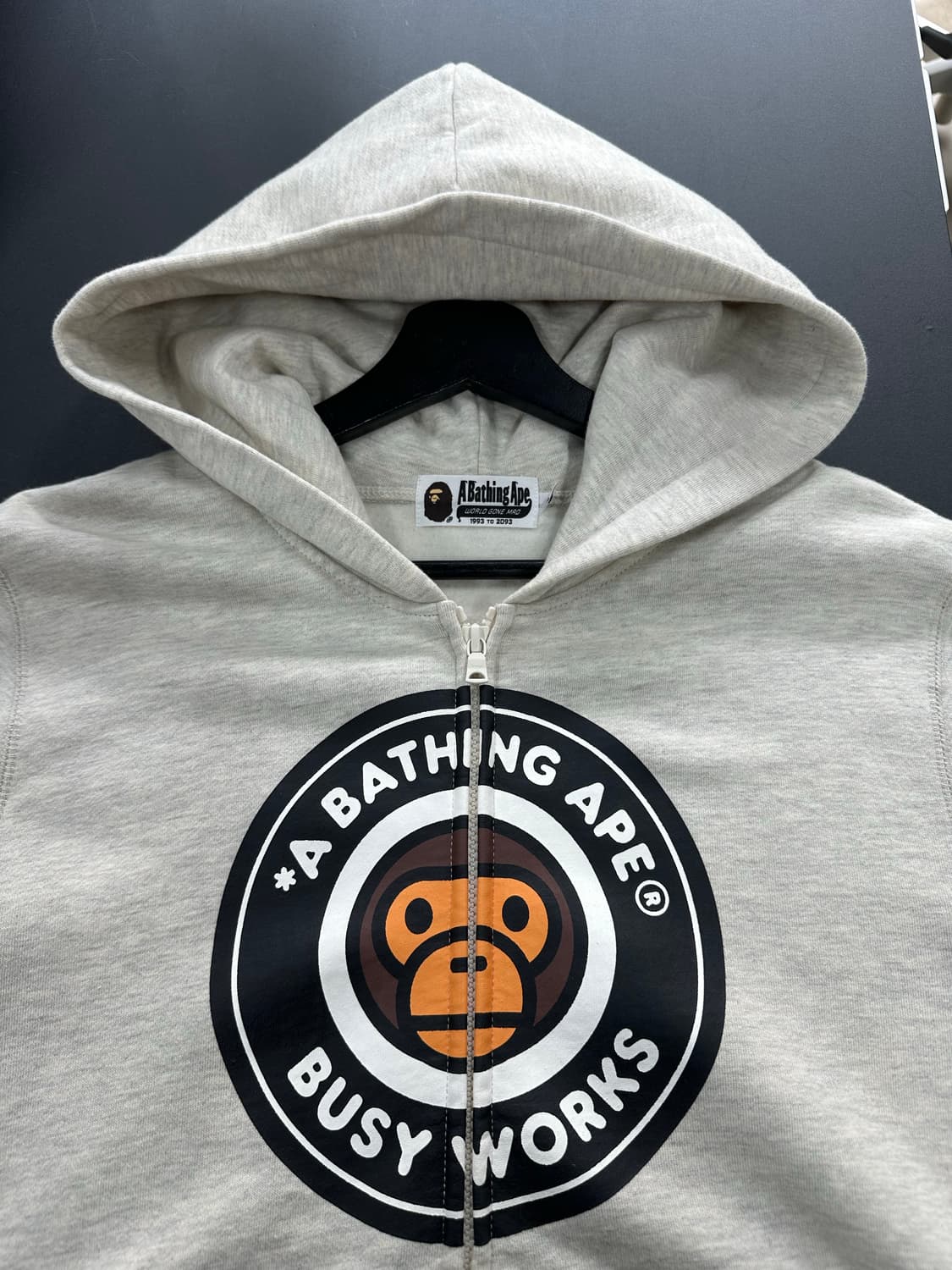 베이프 마일로 빅로고 오트밀 투웨이후드집업 상품이미지8