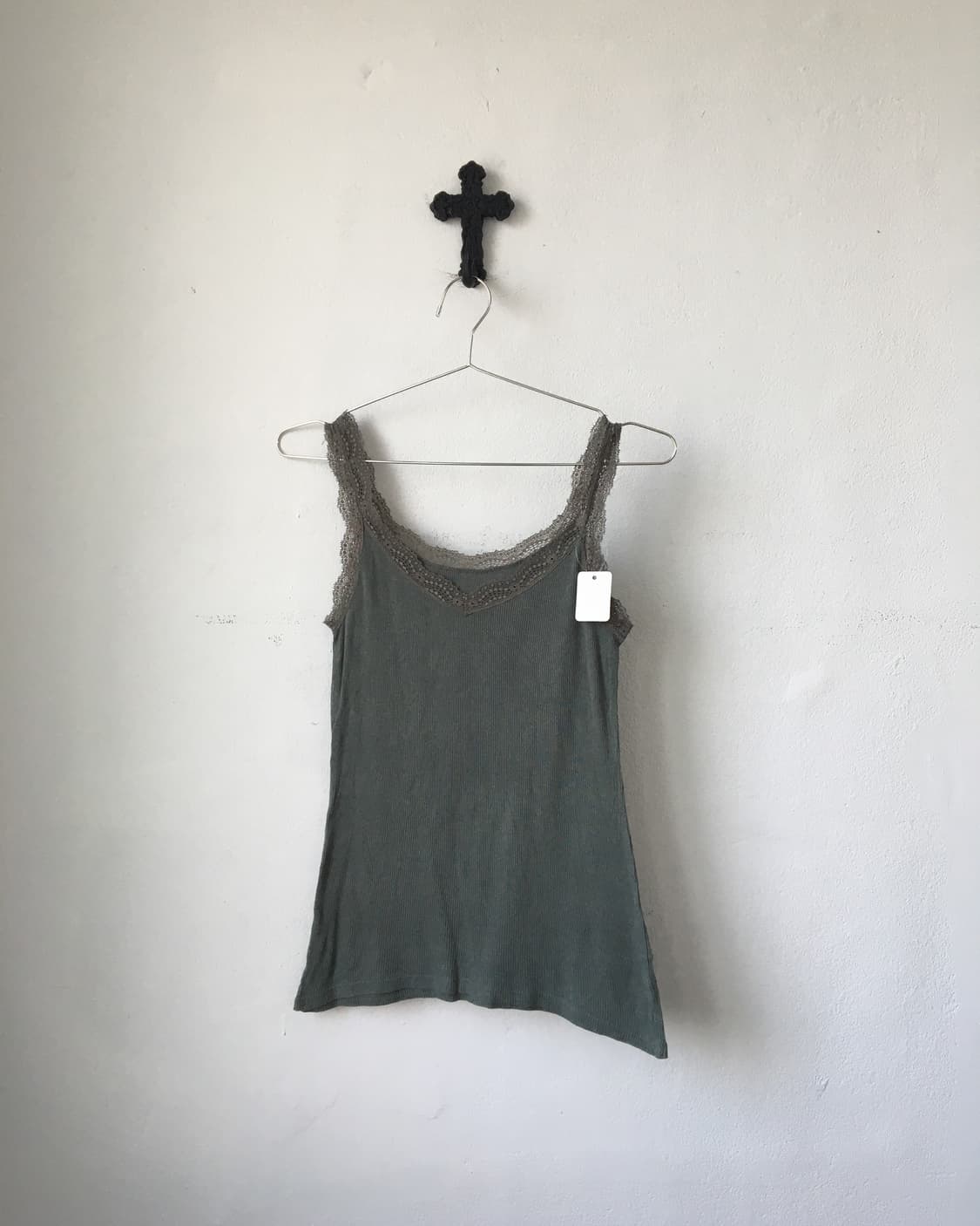 Lace trimming ribbed sleeveless 상품이미지2