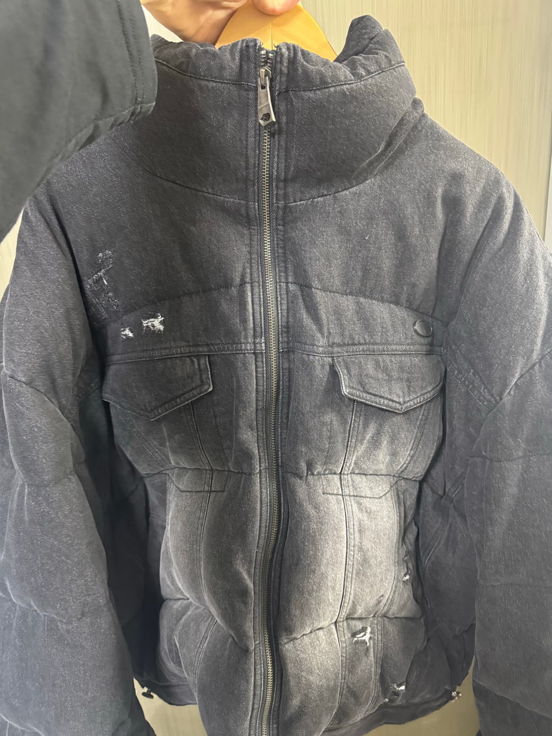 아더에러 녹스 푸퍼 자켓 데님 패딩 블랙 XL 상품이미지1