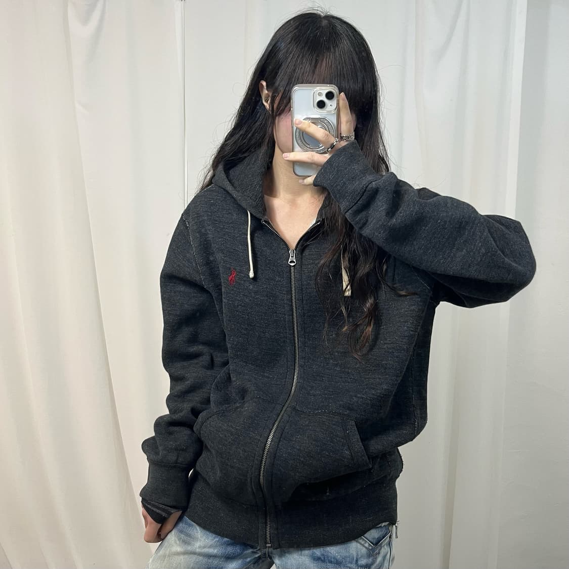 Polo Charcoal Thermal Hoodie Zip-up 상품이미지1