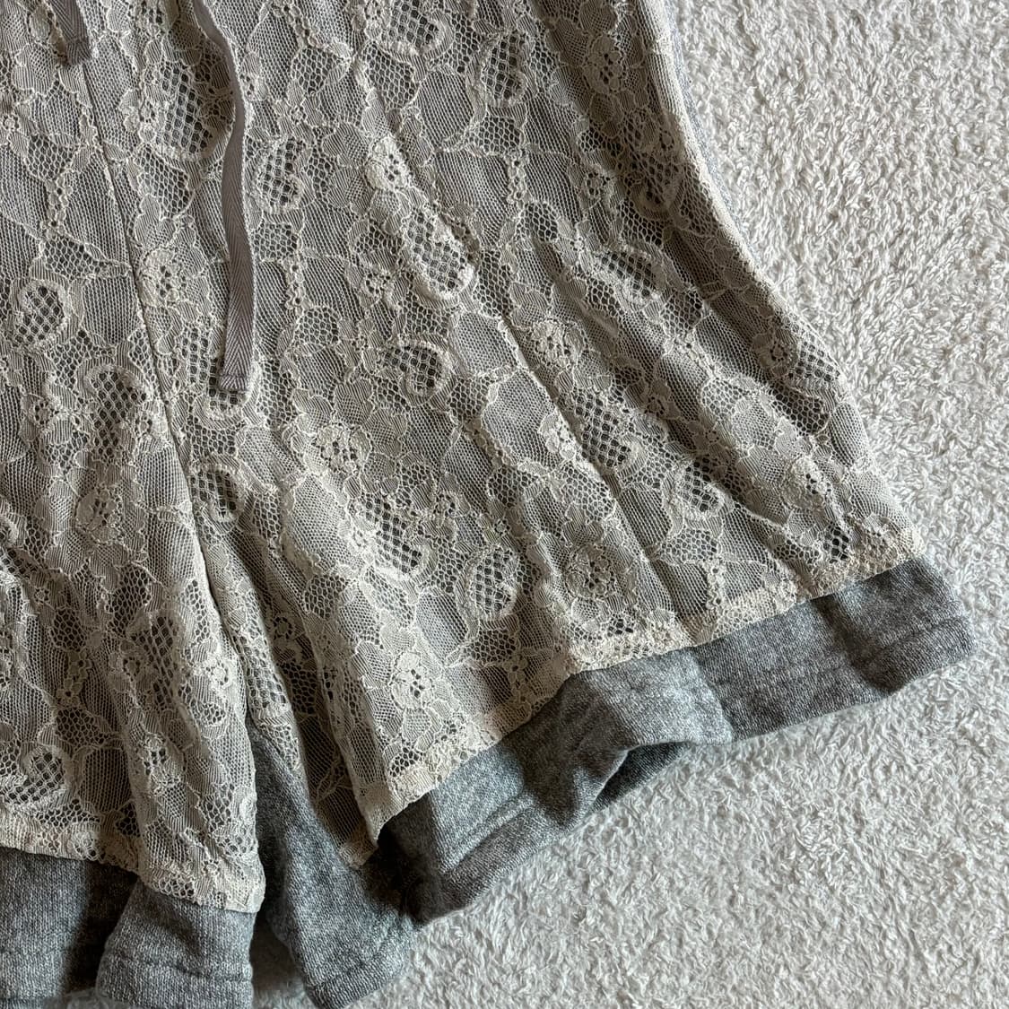 일본빈티지 그레이 레이스 일체형 반바지 롬퍼 상품이미지5