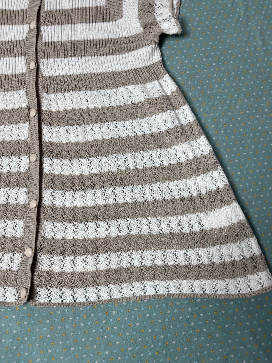 베이지 스트라이프 반소매 니트 상품이미지7