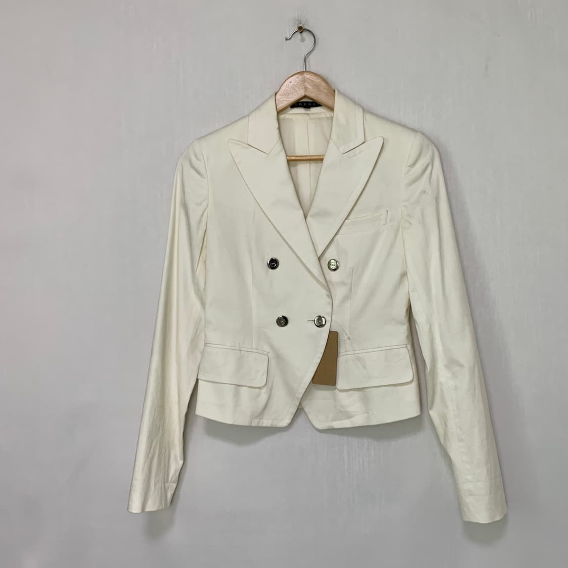 띠어리 아이보리 더블 브레스티드 은장버튼 숏자켓 일본 빈티지 핀터레스트 상품이미지1