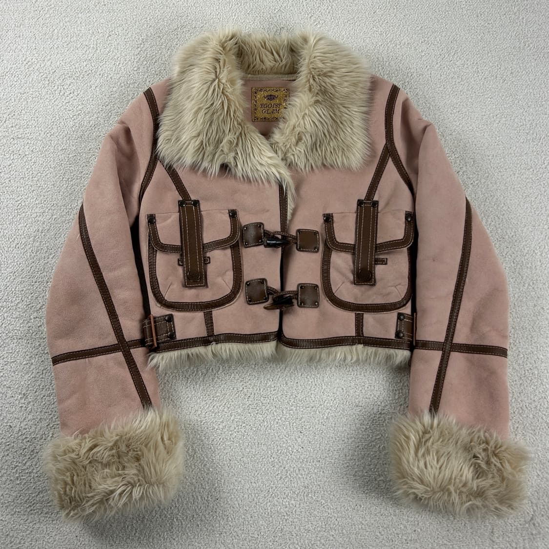 에고이스트 무스탕 퍼 자켓 핑크 상품이미지2