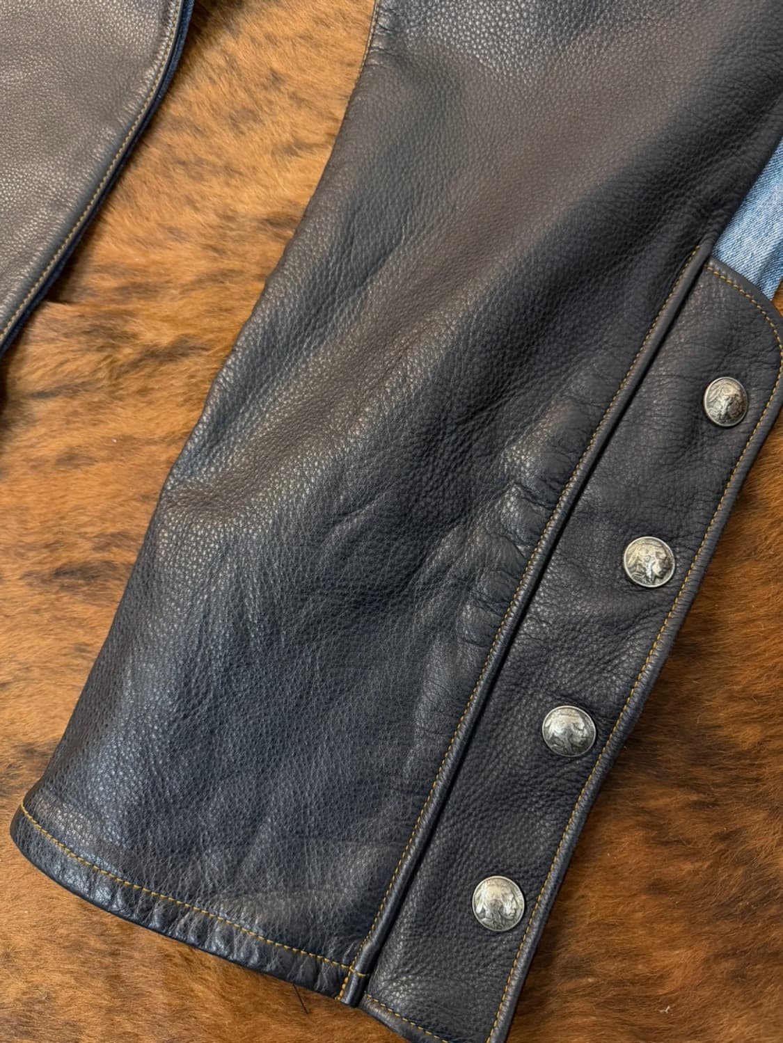 할리 데이비슨 레더 패널 데님 팬츠  상품이미지4