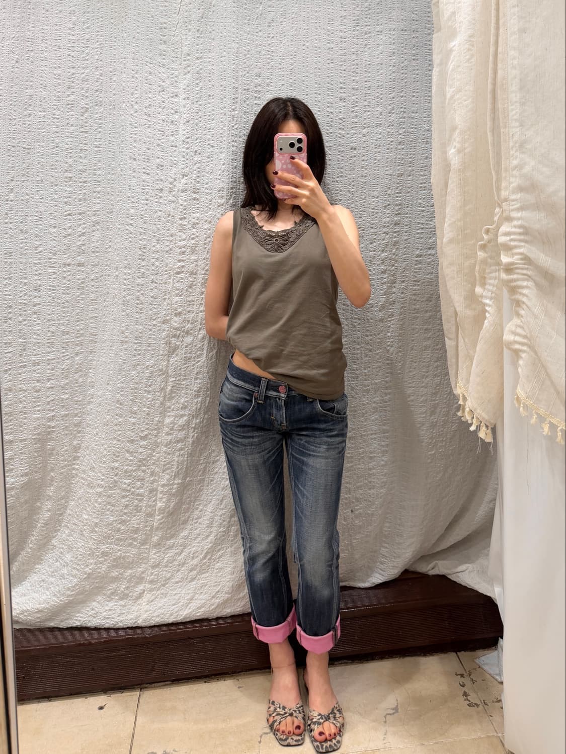 Khaki lace sleeveless 상품이미지5