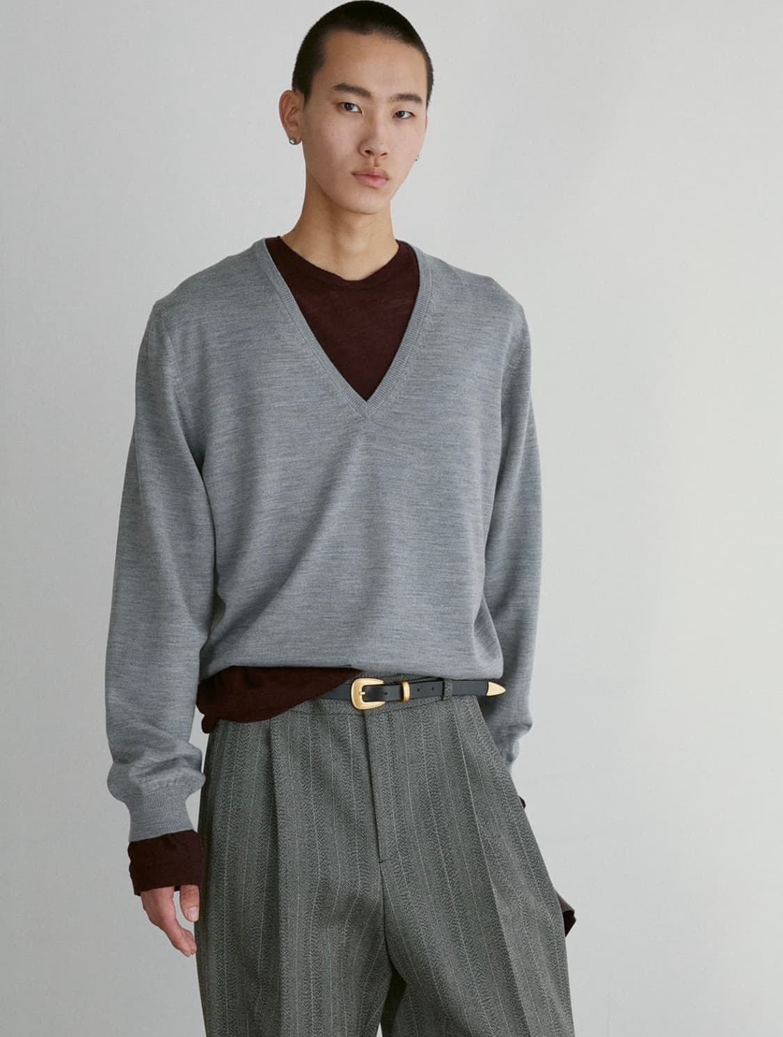 렉토 브이넥 니트 그레이 (구매) 상품이미지1