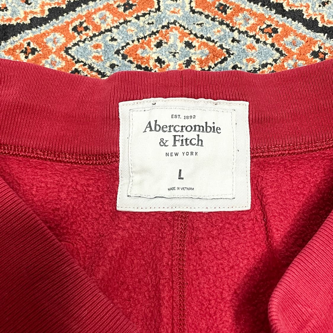 아베크롬비 피치로고 레드 기모 반바지 남성L 상품이미지4