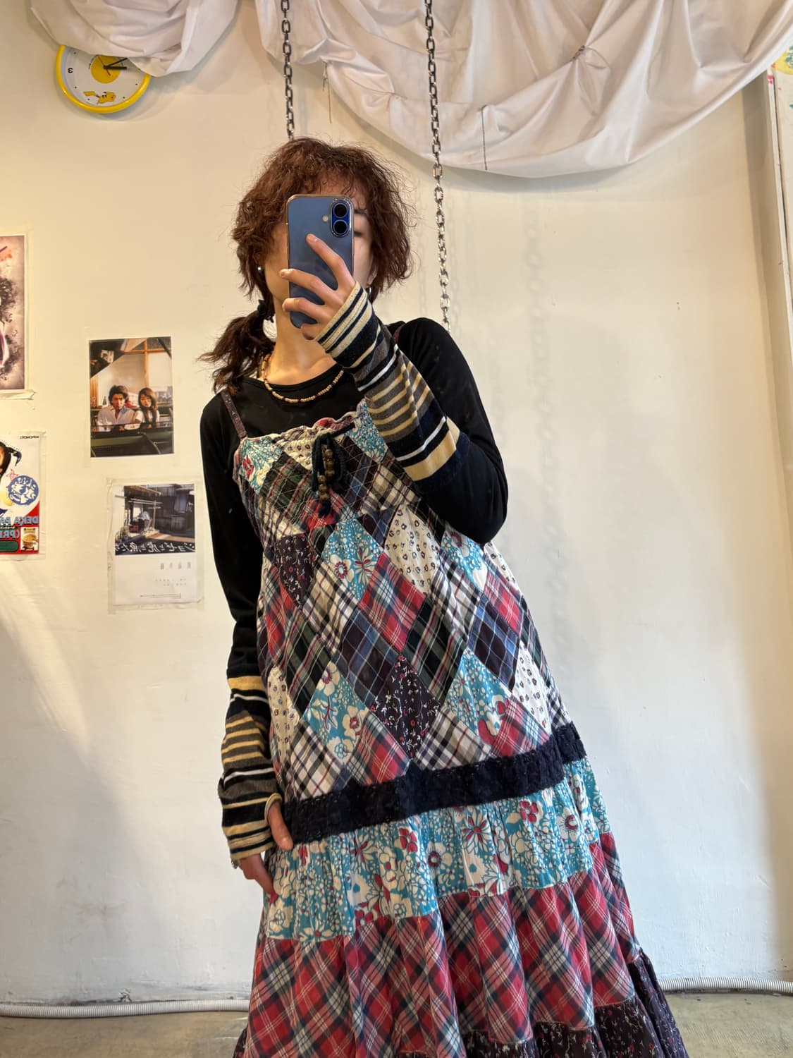 베이지 스트라이프 핸드워머 블랙 롱슬리브 상품이미지4