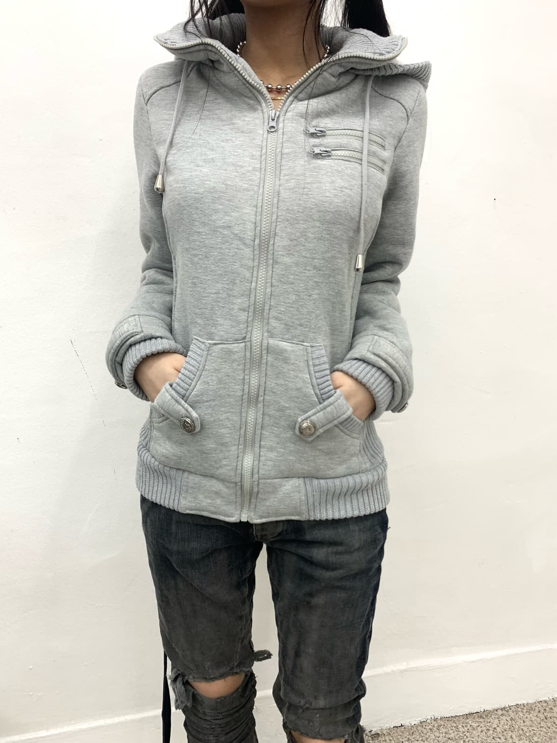 Cargo pocket detail full zip hood jacket 상품이미지3