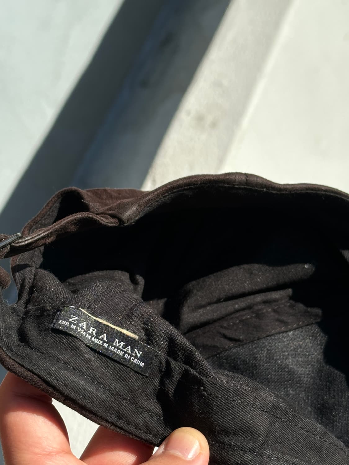 [F] 자라 브라운 스웨이드 볼캡 모자 상품이미지7