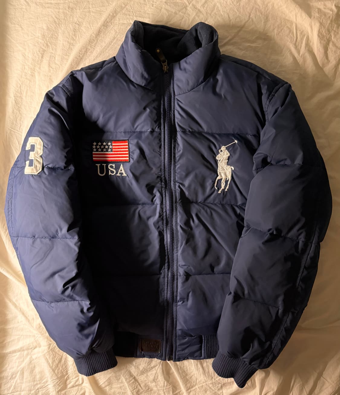 폴로 빅포니 성조기 패딩 네이비 M 상품이미지2