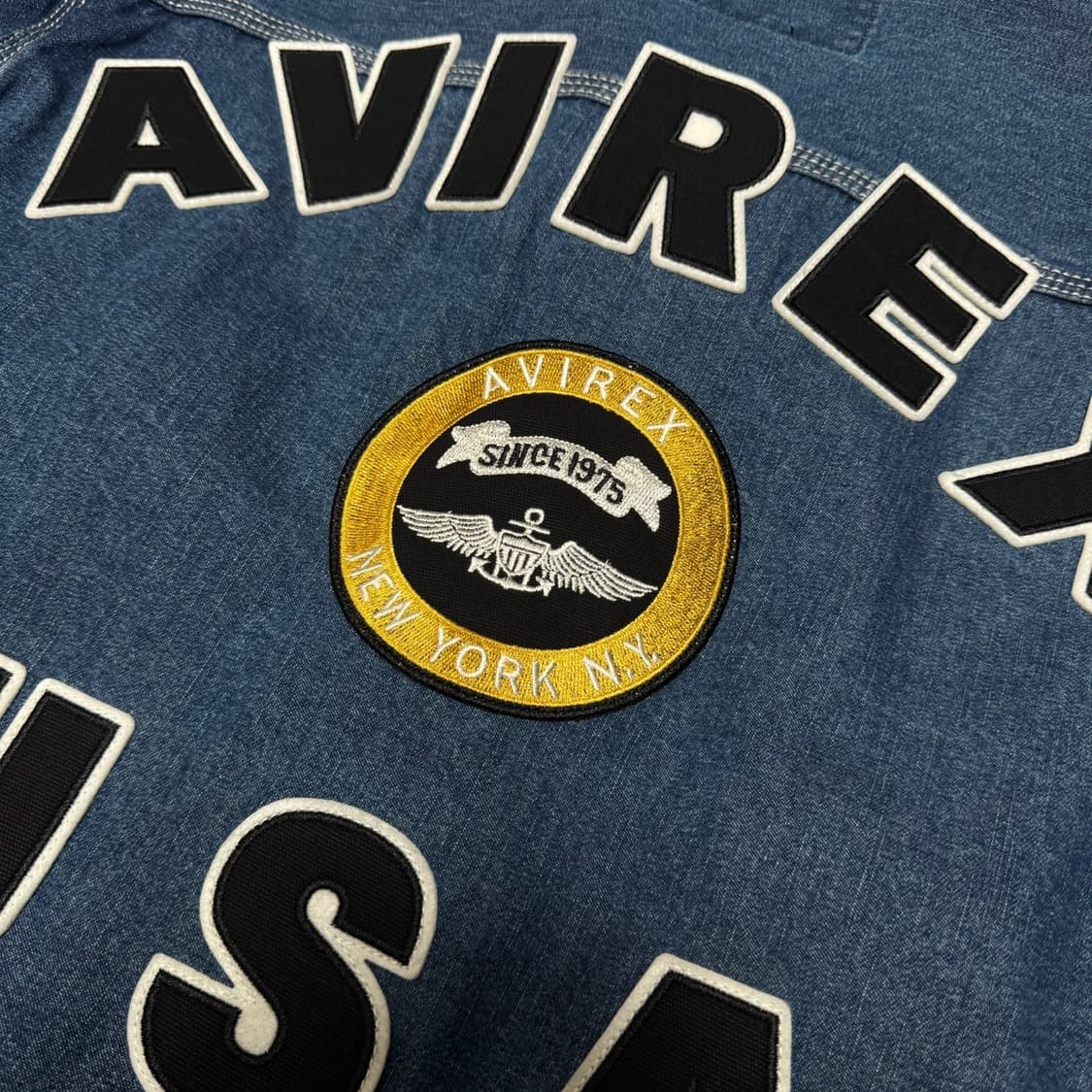 아비렉스(AVIREX) 라이트블루 워시드 데님 패치 로고 91-B 자켓 상품이미지7