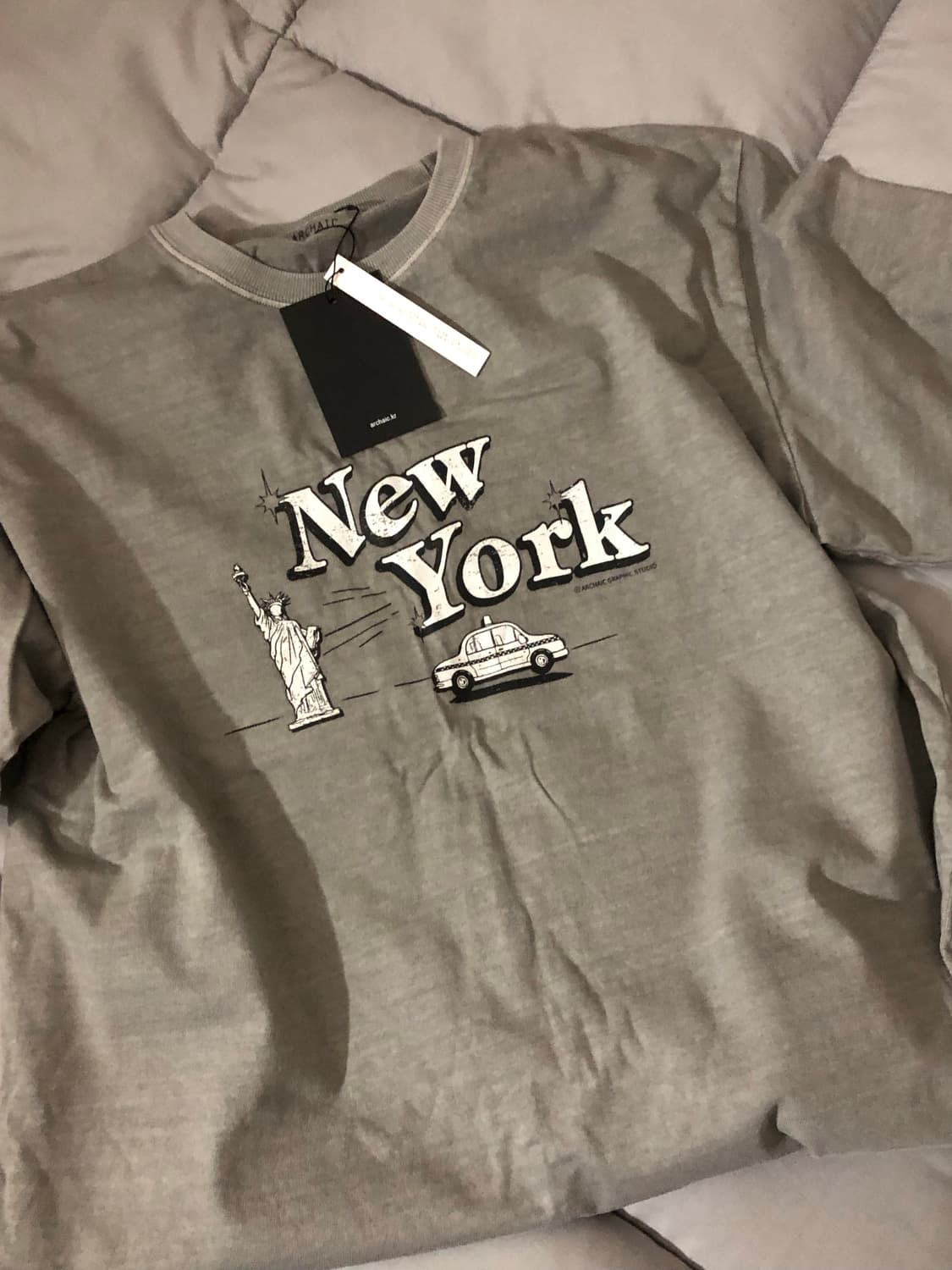 아르카익 뉴욕 오버핏 반팔티 워싱그레이 상품이미지2