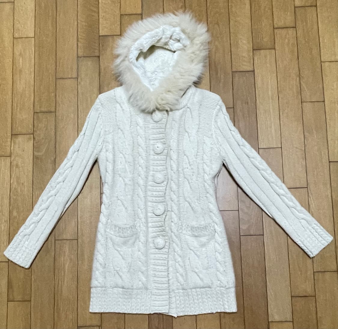 니트 퍼후드 가디건 상품이미지1