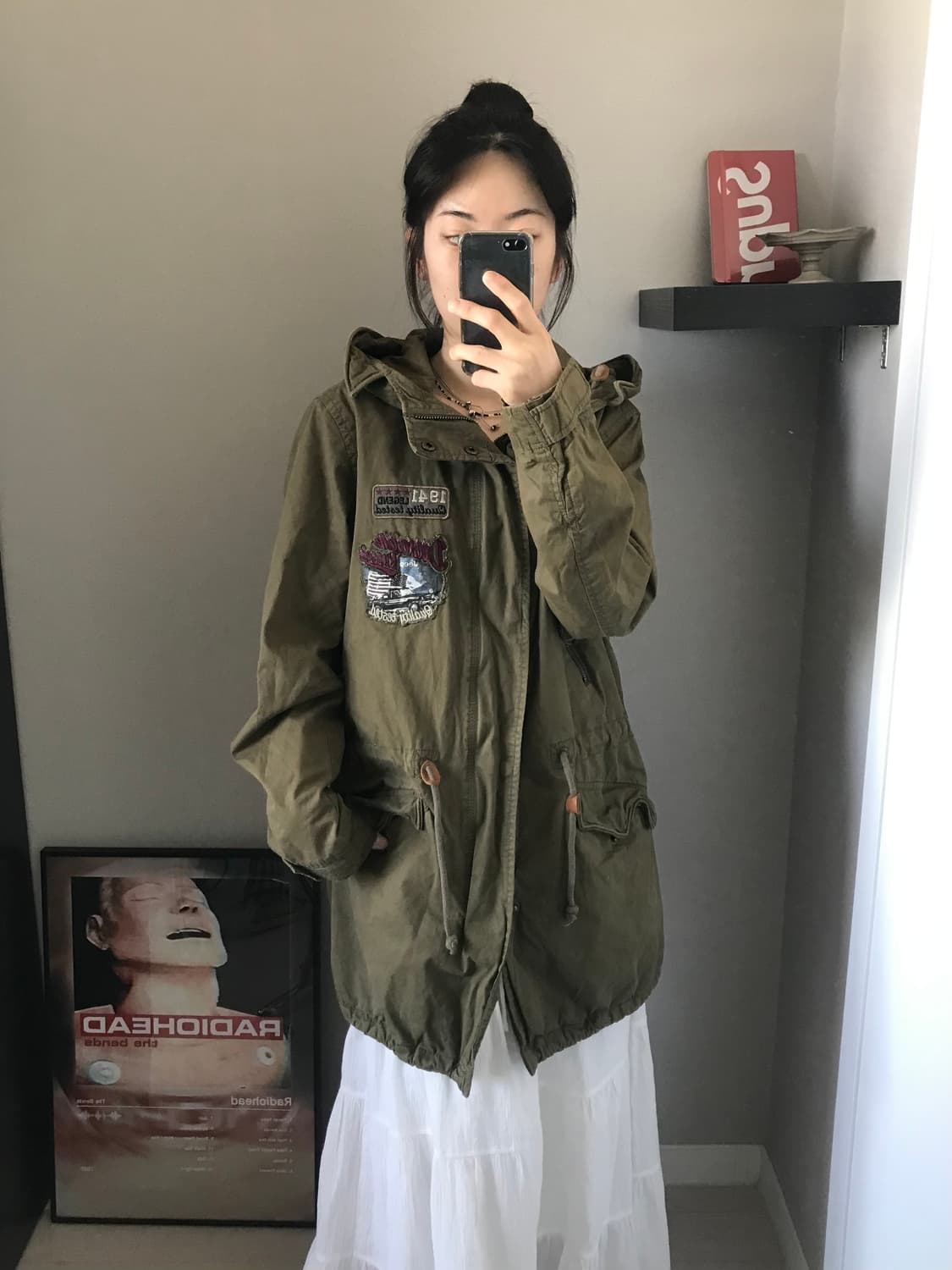 지프 패치 로고 안감 누빔 카키 야상 자켓 상품이미지2