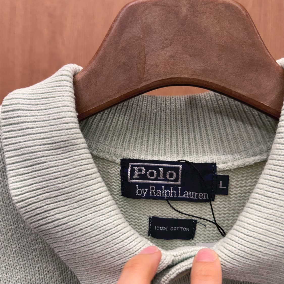 폴로 랄프로렌 반팔 카라넥 니트 더블 버튼 로고 자수 디테일 라이트 그린 상품이미지6