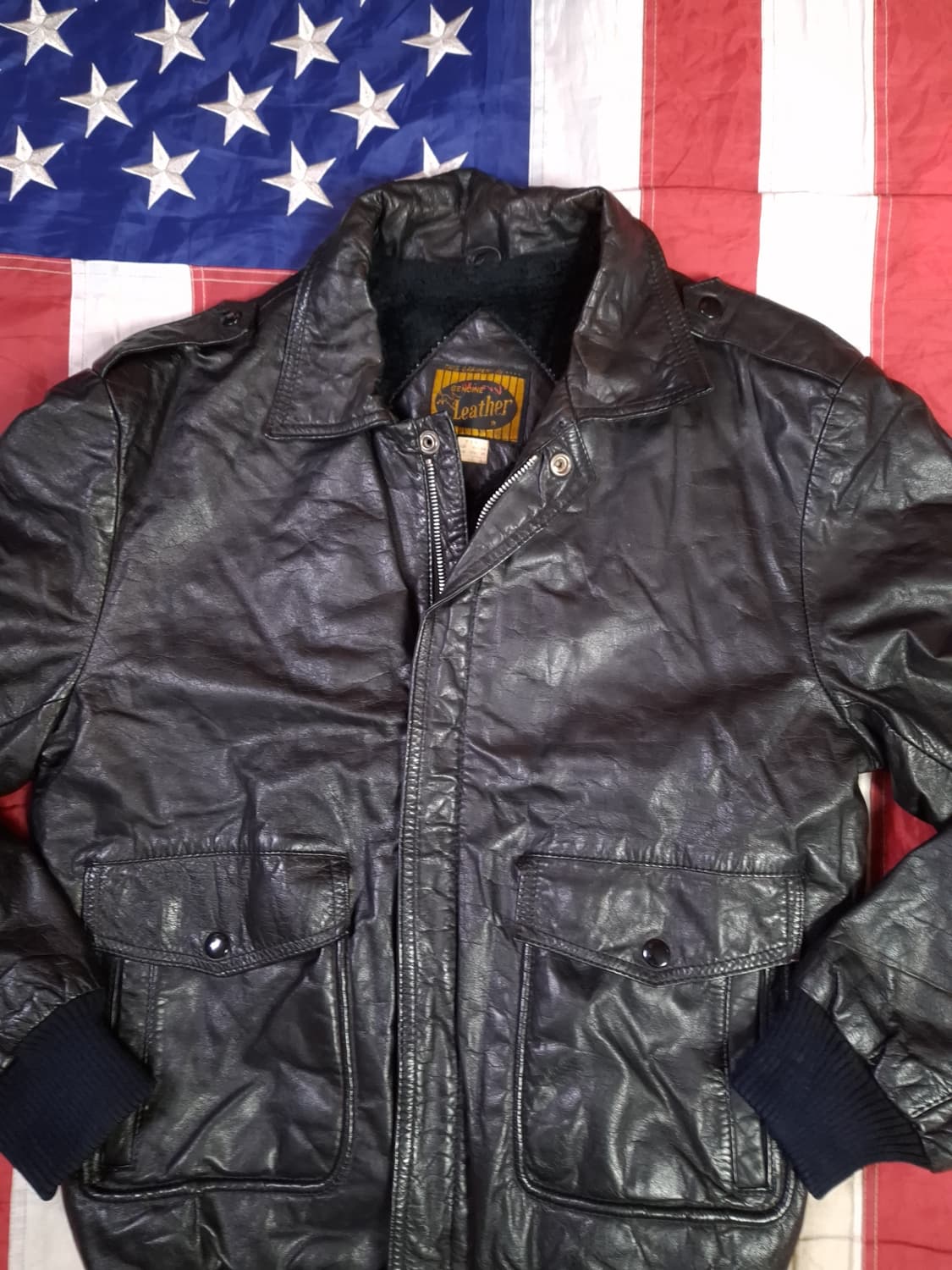 80's 일본판 빈티지 리얼레더 A-2 TYPE 항공자켓 상품이미지5