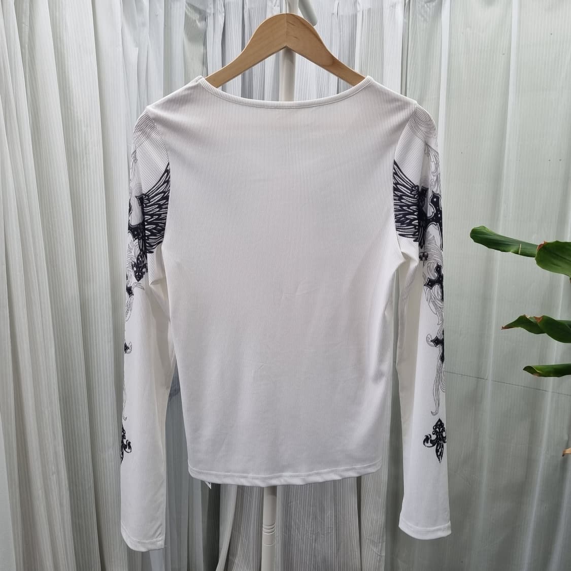 일본 빈티지 십자가 프린트 골지 티셔츠 1950 상품이미지2