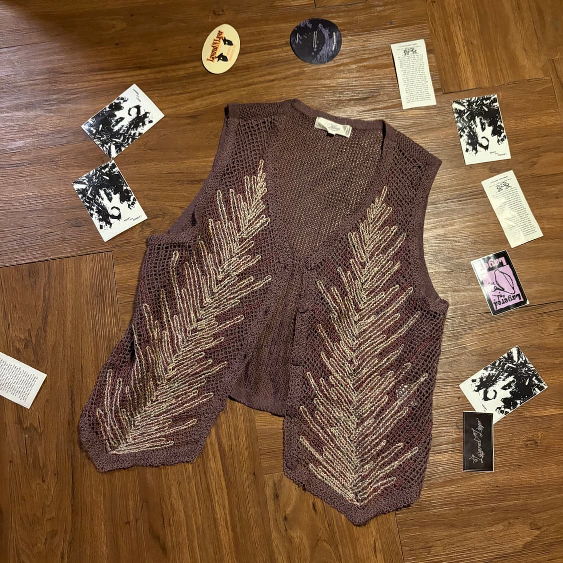 JAPANESE VINTAGE PURPLE COTTON MESH VEST 상품이미지1